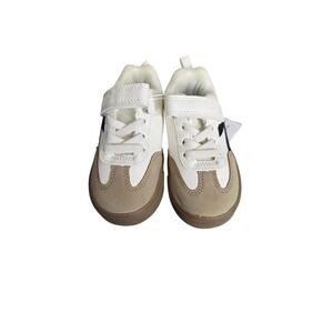 OshKosh B'gosh Toddler Boys Girls Sneakers White Tan Hook Loop Size 6